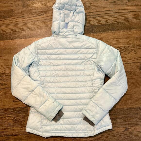 Women's Columbia Omni Shield Puffer Light Blue Hooded Jacket M - Picture 3 of 6